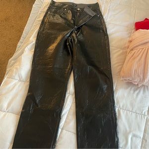 Express modern straight super high rise shine pants black size 10R